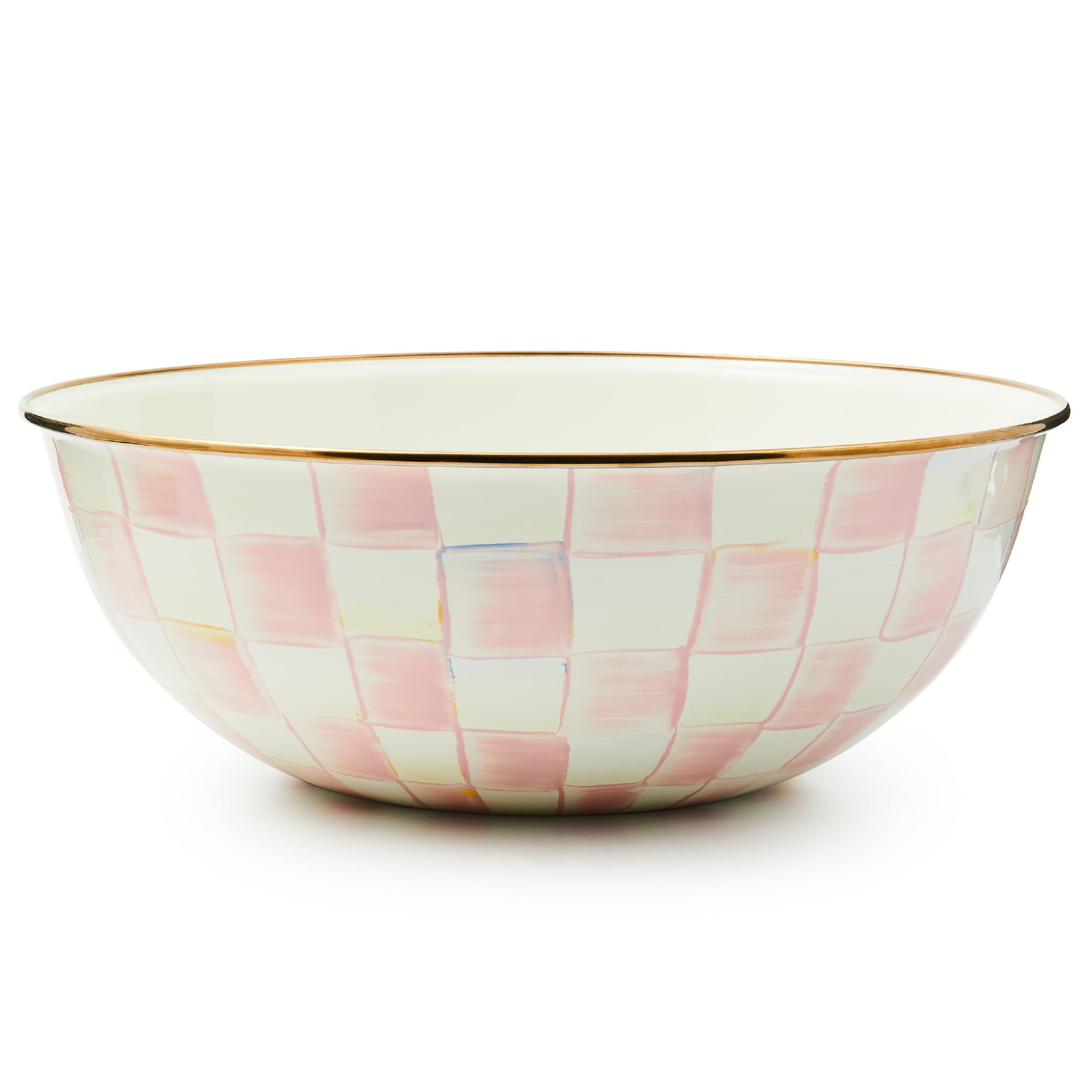 MACKENZIE-CHILDS Everyday Bowl, Extra Large, Pink-and-White Rosy Check