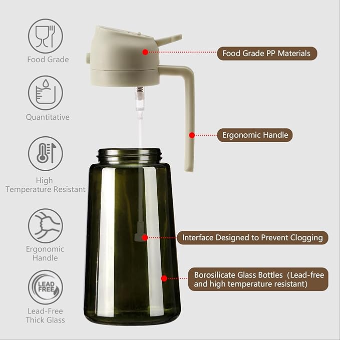 SWEET VIEW 2PCS Olive Oil Dispenser and Oil Sprayer