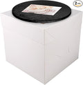 Cakebon Cake Boxes with Boards - 12 Inch Round Cake Drum Black - Box With Window for Birthdays, Weddings and Parties (1pc Each, 2pcs Total)