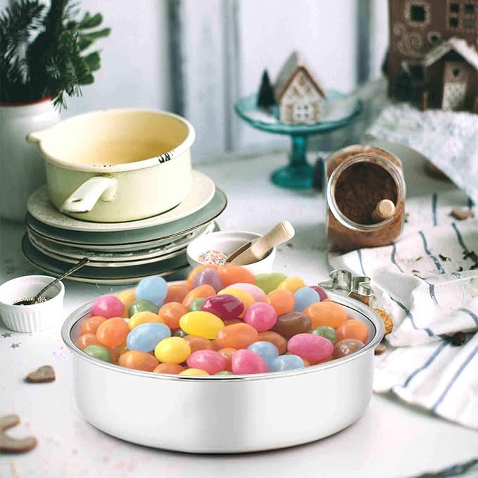 TeamFar 8 Inch Cake Pan, 3 Pcs Round Cake Pan Tier Cake Pan Set