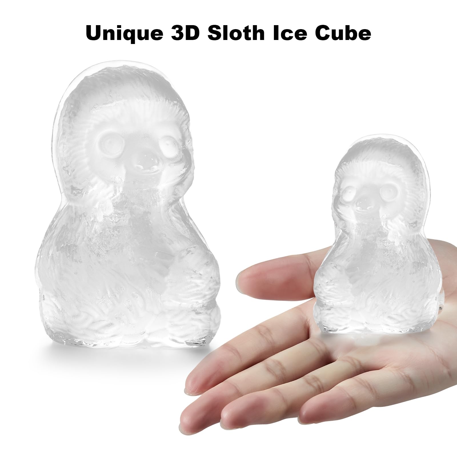 Nax Caki 3D Sloth Ice Cube Mold Fun Shapes, Cute Sloth Gifts for Women, Large Craft Ice Mold, Big Sloth Ice Cube Trays for Whiskey Cocktails Bourbon