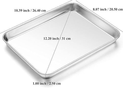 10.4 inch Baking Sheet, Stainless Steel Baking Pans Cookie Sheet Oven Tray