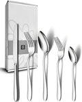 EIUBUIE 40 Piece Silverware Set for 8, Stainless Steel Flatware Set, Cutlery Sets with Mirror Finish, Dishwasher Safe, Modern Kitchen Forks, Spoons, Knives, Eating Utensil Sets