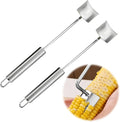 2PCS Corn Cob Stripper, 2025 New Corn Peeler for Corn on the Cob, Corn Cutter to Cut Corn off the Cob, Long Handle Stainless Steel Corn Stripping Tool for Home Kitchen & Outdoor Dining