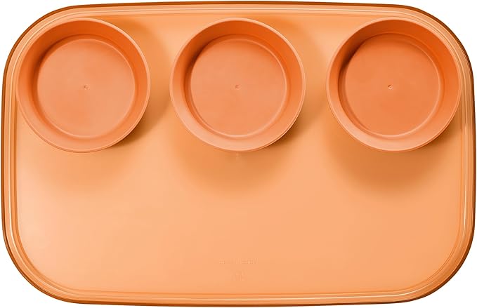 madesmart dipware 3 Bowl Serving Tray, Stackable & Removable Dip Bowls for Charcuterie, Guacomole, Snacks, Veggies, Premium Dishwasher & Microwave Safe, Multipurpose Plate & Bowl, Terracotta
