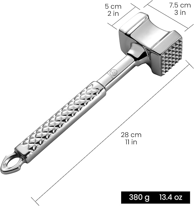 Gourmet Easy Classic Meat Tenderizer Tool, Non-Slip Grip Lifetime Replace