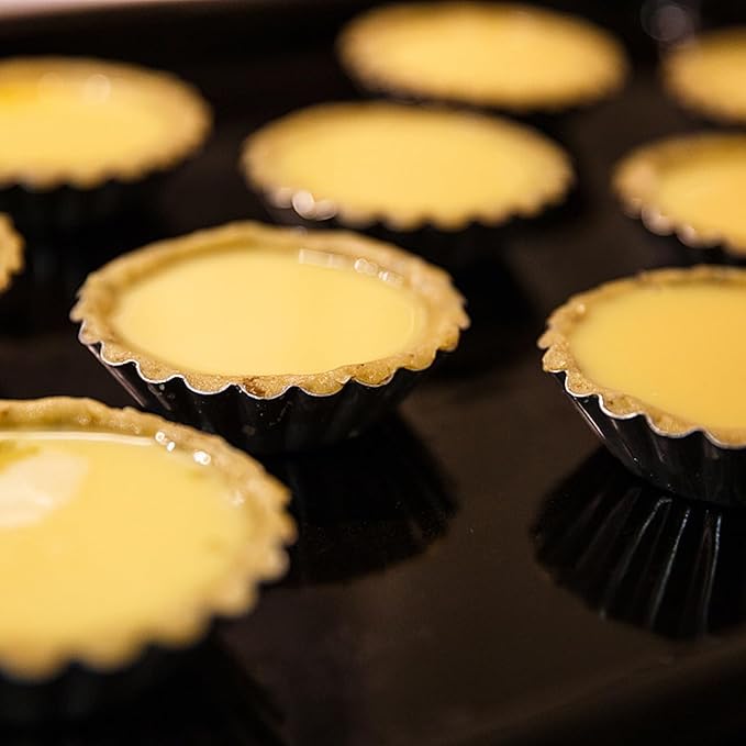 Unomor Stainless Steel Chrysanthemum Tart Mold 6 Pack Flower Tart Pans 2.40 X 2.40 X 0.90 in Reusable Non-Stick Baking Molds for Egg Tarts Mini Cupcakes Muffins Diy Desserts