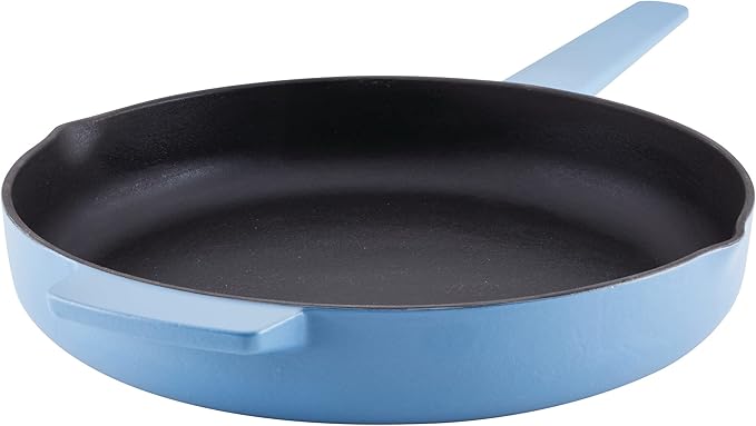 KitchenAid Enameled Cast Iron Frying Pan/Skillet with Helper Handle and Pour Spouts, 12 Inch