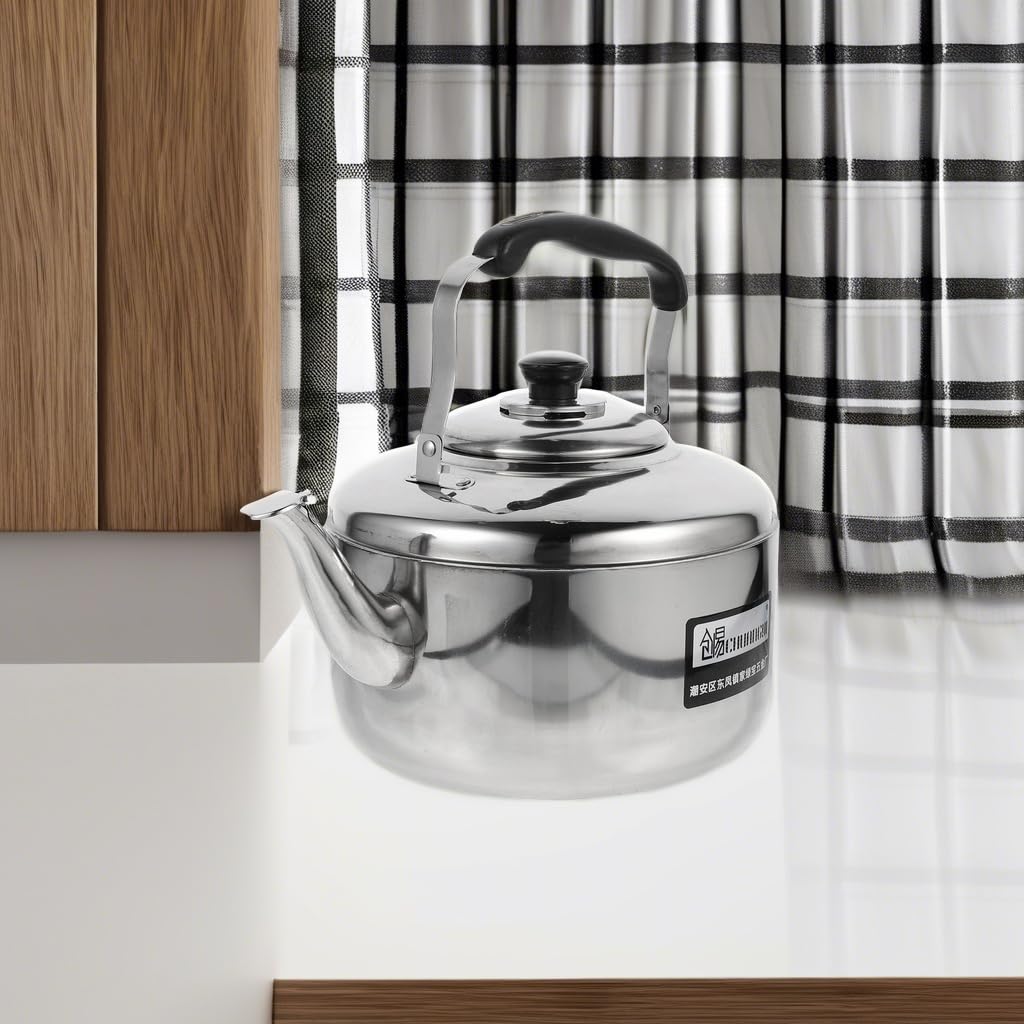 Cabilock Large Capacity Stainless Steel Sounding Kettle for Induction Cooker with Even Heat Transfer Bumpy Base and Comfortable Anti-Scald Handle 9.05X9.05X11.02In