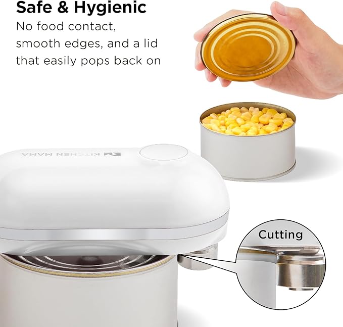 Kitchen Mama Mini Plus Rechargeable Electric Can Opener, White