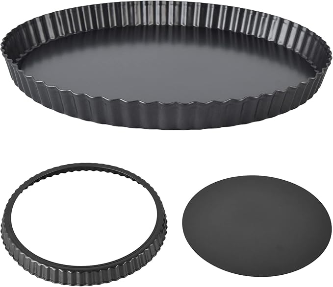 Moofey Tart Pan with Removable Bottom, Non Stick Quiche Baking Dish, Large Fluted Quiche Pan for Baking, 13 Inch