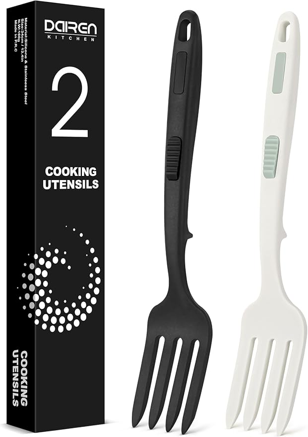Silicone Flexible Fork, 11.6 Inch Heat Resistant Cooking Fork (BW)