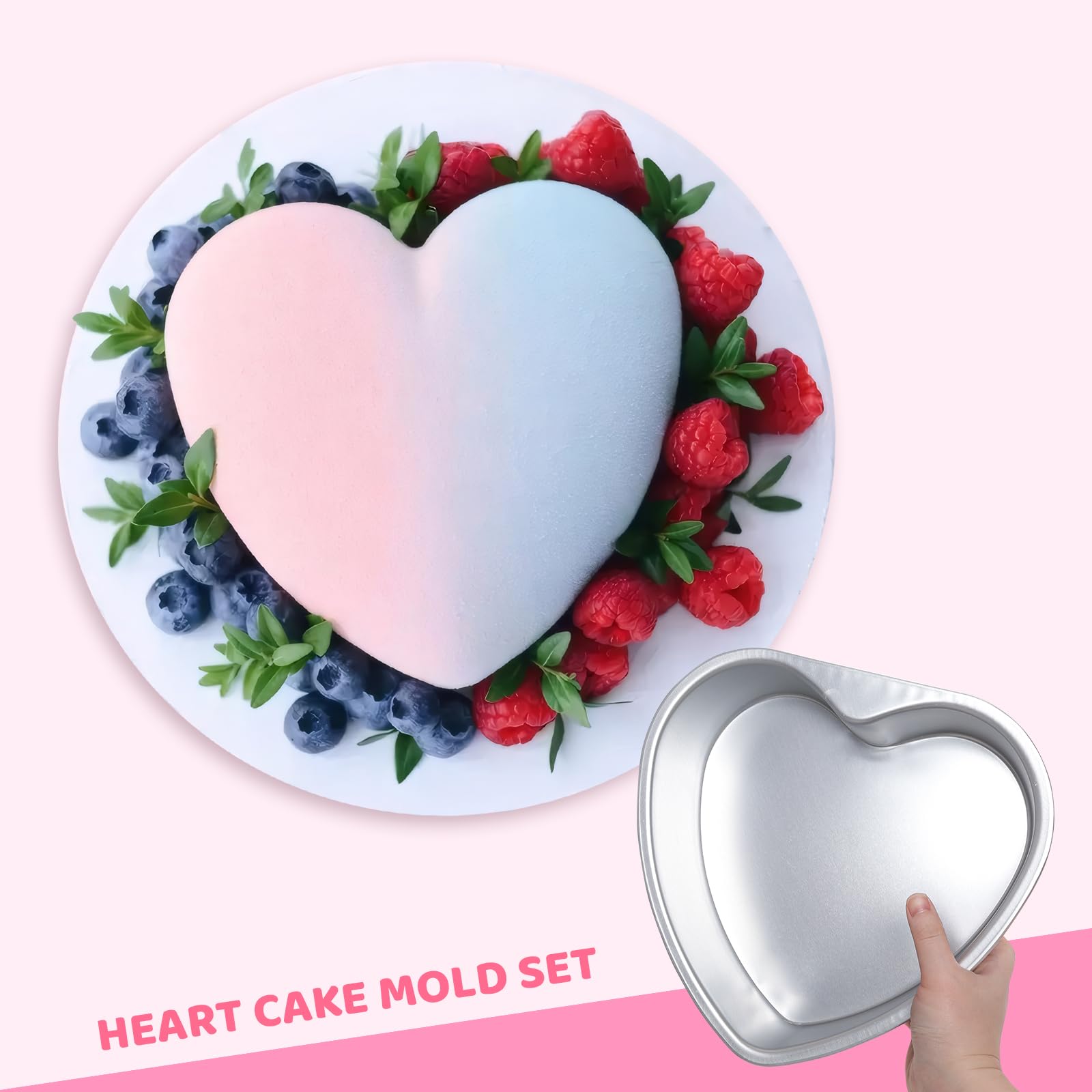 Gvhntk Heart Shaped Cake Pan 10 Inch Aluminum Cake Pans Heart Cake Tin Baking Cake Mold for Valentine's Weddings Birthday Party