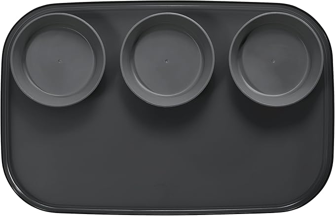 madesmart dipware 3 Bowl Serving Tray, Stackable & Removable Dip Bowls for Charcuterie, Guacomole, Snacks, Veggies, Premium Dishwasher & Microwave Safe, Multipurpose Plate & Bowl, Carbon