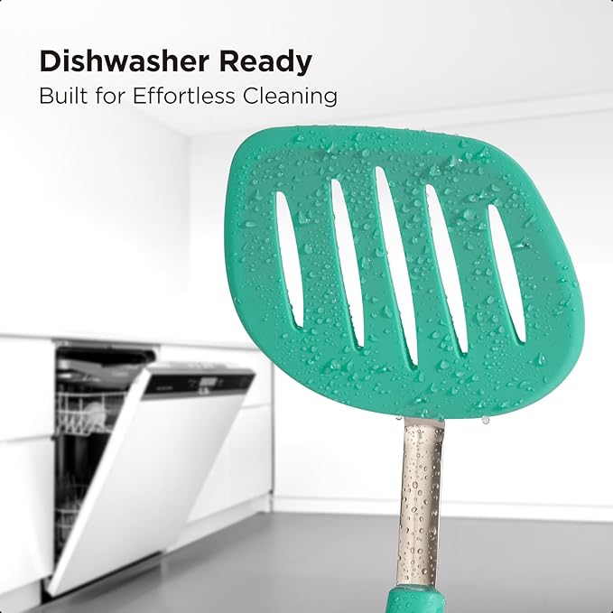 Kitchen Mama WaltzGrip Platinum Silicone Pancake Spatula Turner, Teal