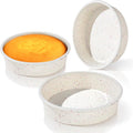 Vinino 8 Inch Round Cake Pan Set, 3 Pack Silicone Mold with Steel Frame