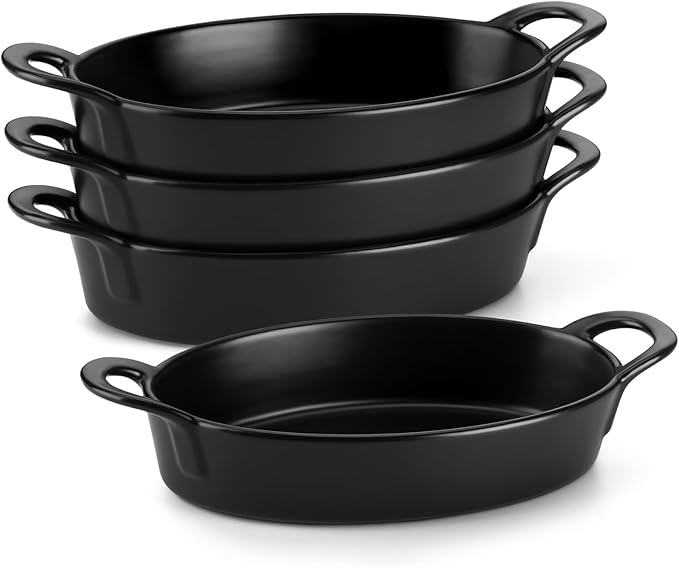 MALACASA Small Casserole Baking Dishes Set of 4, 8x5 inch Oval Au Gratin