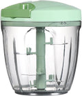 Ourokhome Manual Food Processor Vegetable Chopper, Portable Hand Pull String Garlic Mincer Onion Cutter for Veggies, Ginger, Fruits, Nuts, Herbs, etc., 900ml, Green