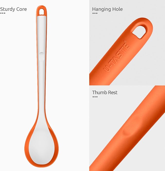 U-Taste Silicone Cooking Spoon, 13.3" Long Large Mixing Spoon, Orange