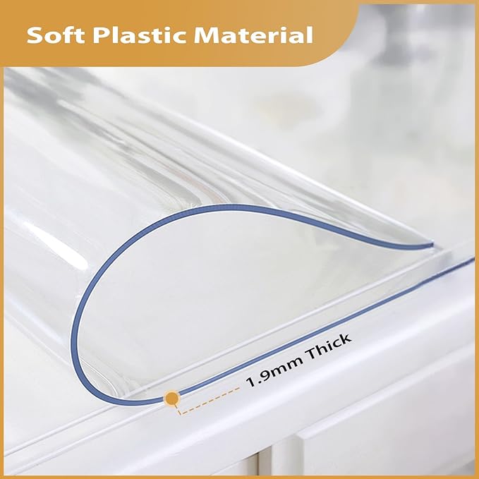 ProsperJoyChant 42x84in Clear PVC Table Protector 1.9mm Waterproof Cover