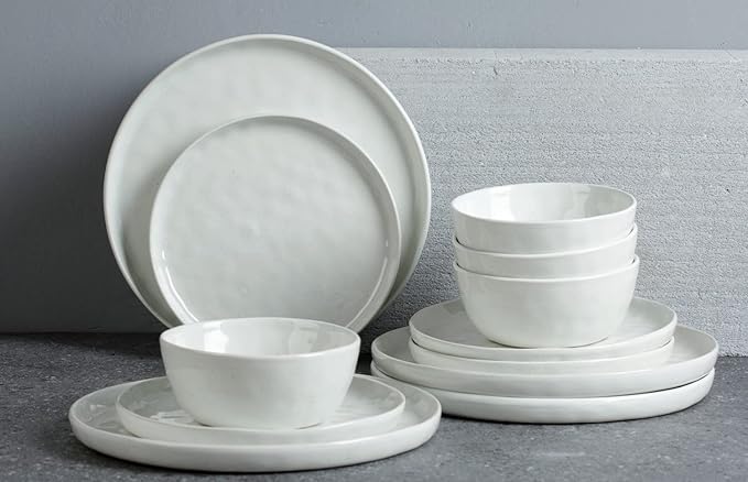 Famiware Mars Stoneware Dinnerware Set for 4, White