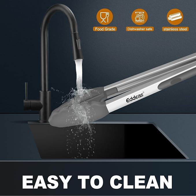 Kitchen Tongs Up To 600°F Silicone Tongs for Cooking 7,9,12 in Grey