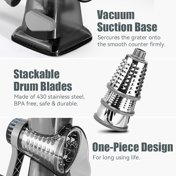 Dachenus Cheese Grater Rotary Cheese Grater,Versatile Cheese Shredder