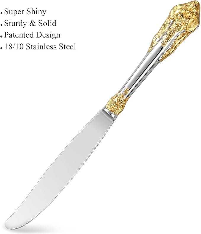 KEAWELL Luxury 20-Piece 18/10 Stainless Steel Flatware Set (Gold Accent)