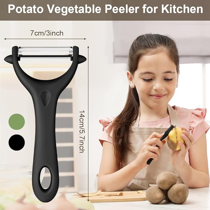 AUAUY 2PCS Potato Peeler, Y-Shaped Swivel Vegetable Peeler, Green + Black