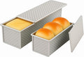Logario 2-pack Pullman Loaf Pan with Lid (13x5 & 8.4x4.8 inch) - Nonstick Aluminum Steel Bread Pan Set, Vented Bottom for Even baking, PFOA & PTFE free, for Sandwich Bread, Sourdough, Toast & Shokupan