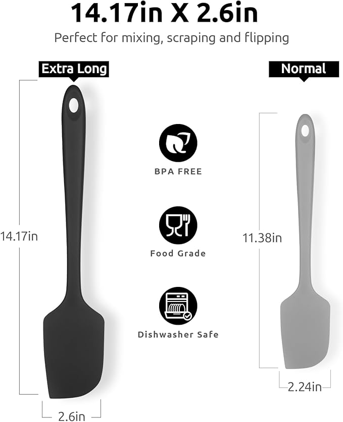 U-Taste 14in Extra Large Silicone Spatula, 480°F Heat Resistant, Black