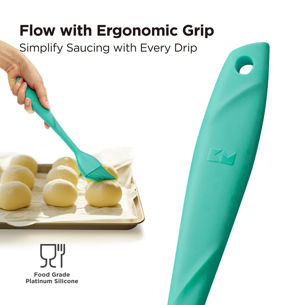 Kitchen Mama WaltzGrip Platinum Silicone Basting Pastry Brush, Teal