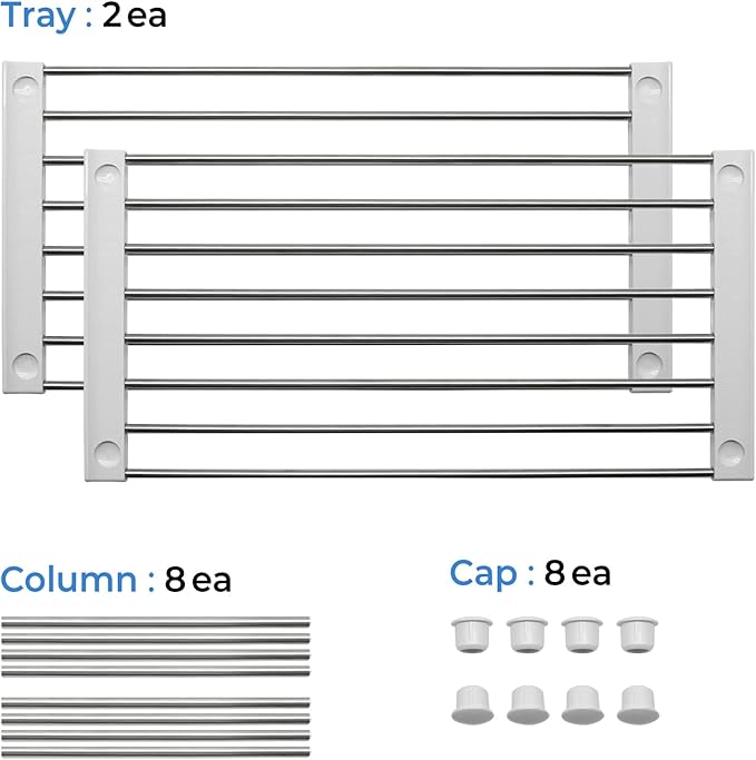 carrotez Set of 2 Stackable Cabinet Organizer Shelf 15.7 x 7.8 x 6.1 White