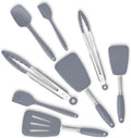5-Piece Silicone Spatulas Set with Tongs, 446°F Heat Resistant, Grey