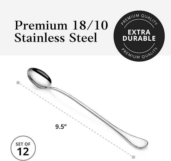 Artaste Rain Iced Tea Spoons, 9.5-Inch, Silver, Set of 6