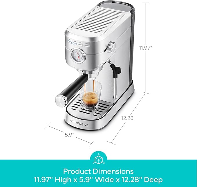 CASABREWS CM5418 Compact Espresso Machine with Milk Frothing Steam Wand