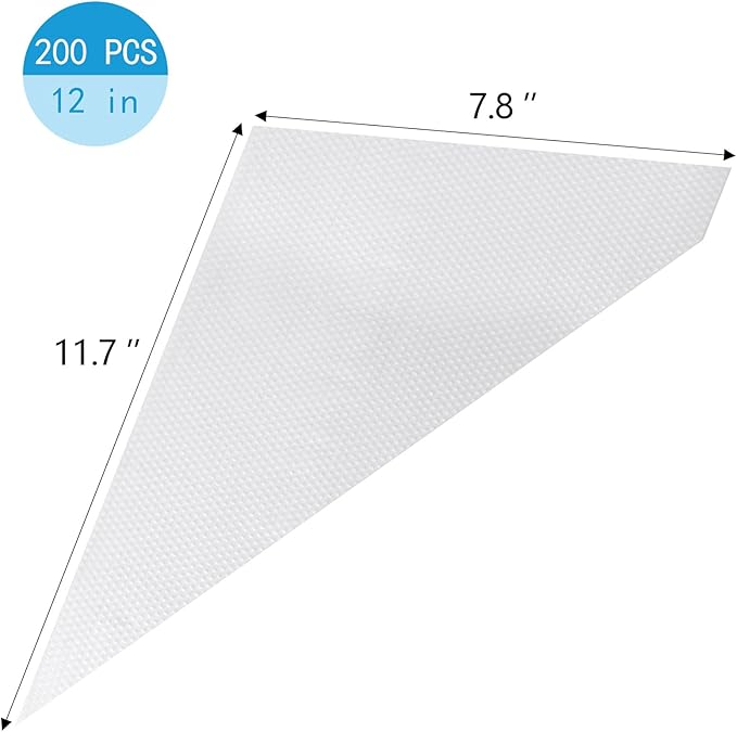 200 Pcs Piping Bags 12 Inch Pastry Bags Disposable, Tipless Piping Bags Icing Bags Frosting Bags for Cake Cookie Decorating Supplies