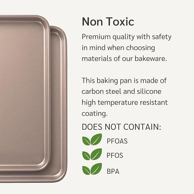 HAPPIELS 9 x 13 inch Nonstick Quarter Sheet Pan 2-Pack, PFOA & BPA Free