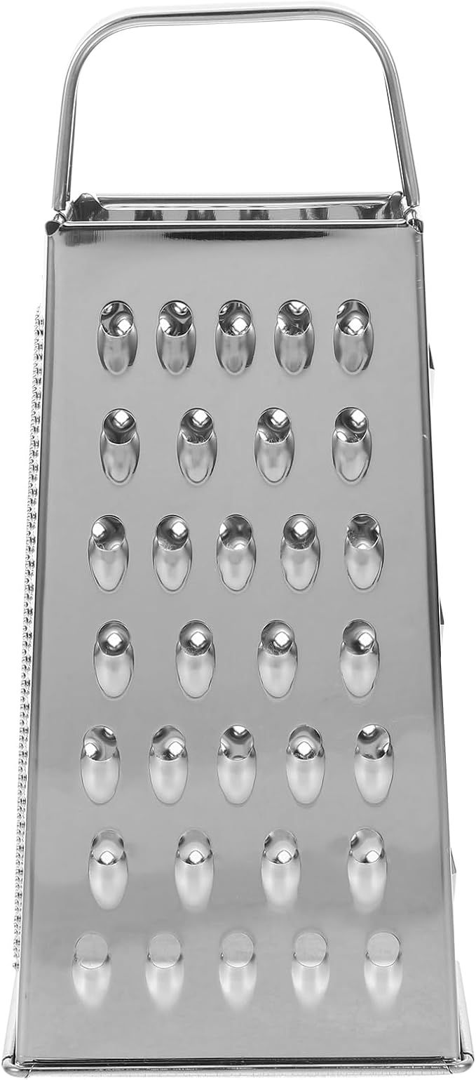 MAGICLULU 8-Inch Box Cheese Grater with Handle - Heavy Duty Stainless Steel 4-Sided Vegetable Slicer, Shredder & Zester, Potato & Citrus - Multipurpose Manual Kitchen Food Tool