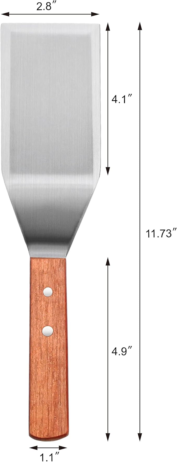 New Star Foodservice 11.5 Inch Heavy Duty Hamburger Turner, Commercial Restaurant Grade Stainless Steel Spatula with Cutting Edge and Wood Handle