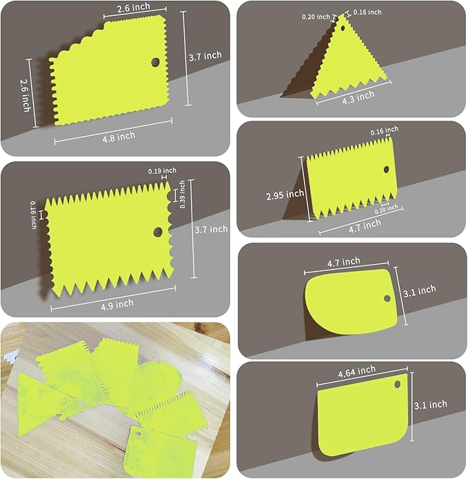 CEWIFO Cake Scraper, 6 Pcs Cake Smoother Scraper, Dough Scraper Green