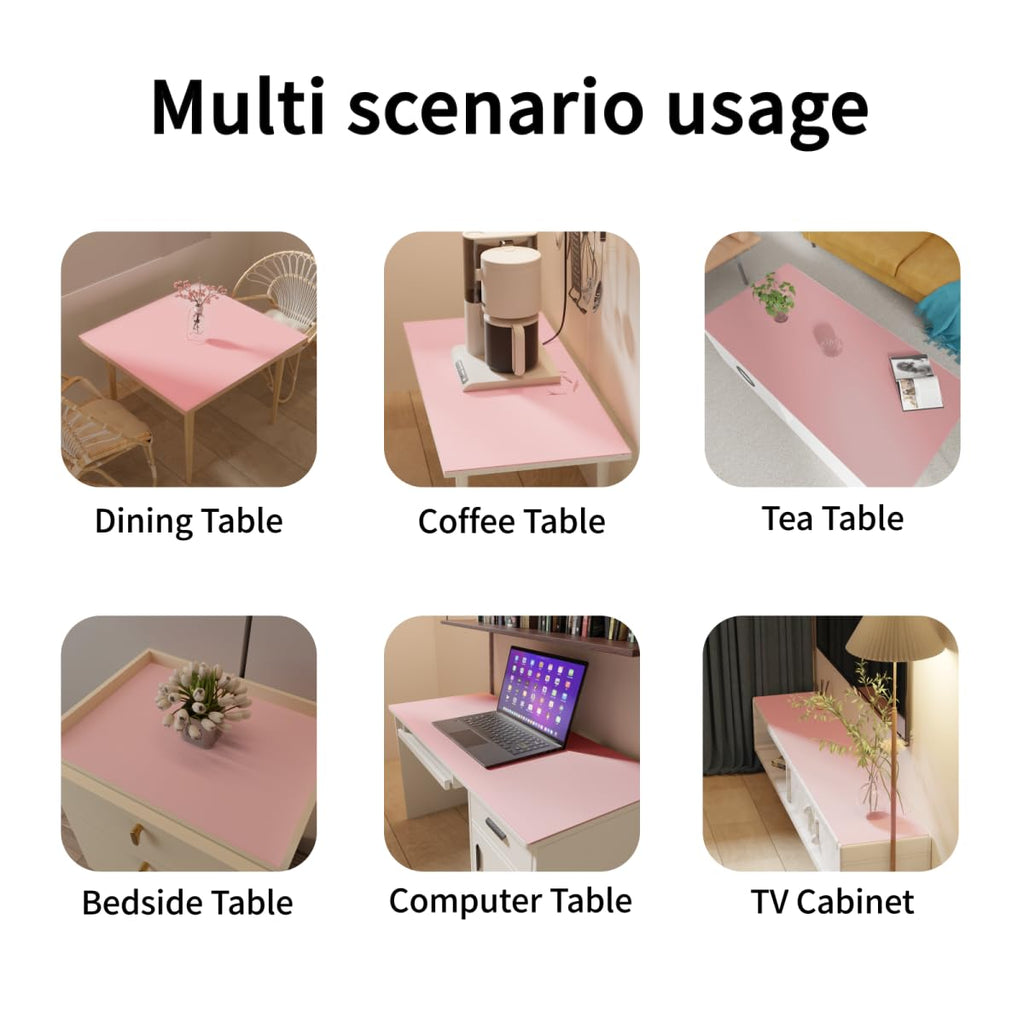 Zinkooat Desk Pad Mat - 24x60 Inch Waterproof Easy to Clean Can Conceal Flaws Protector The Table Top from Scratches Used for Coffee Table Office Table Dresser(Pink+Silvery 24x60)