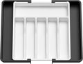 Lifewit Extra Large Silverware Drawer Organizer, Expandable Utensil Tray for Kitchen, BPA Free Flatware Cutlery Holder, Adjustable Plastic Storage for Spoons Forks Knives, 13-22 x 15, White&Black