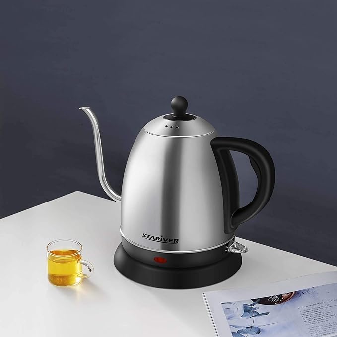 Stariver Gooseneck Electric Kettle, 1L Stainless Steel Pour Over Tea Pot