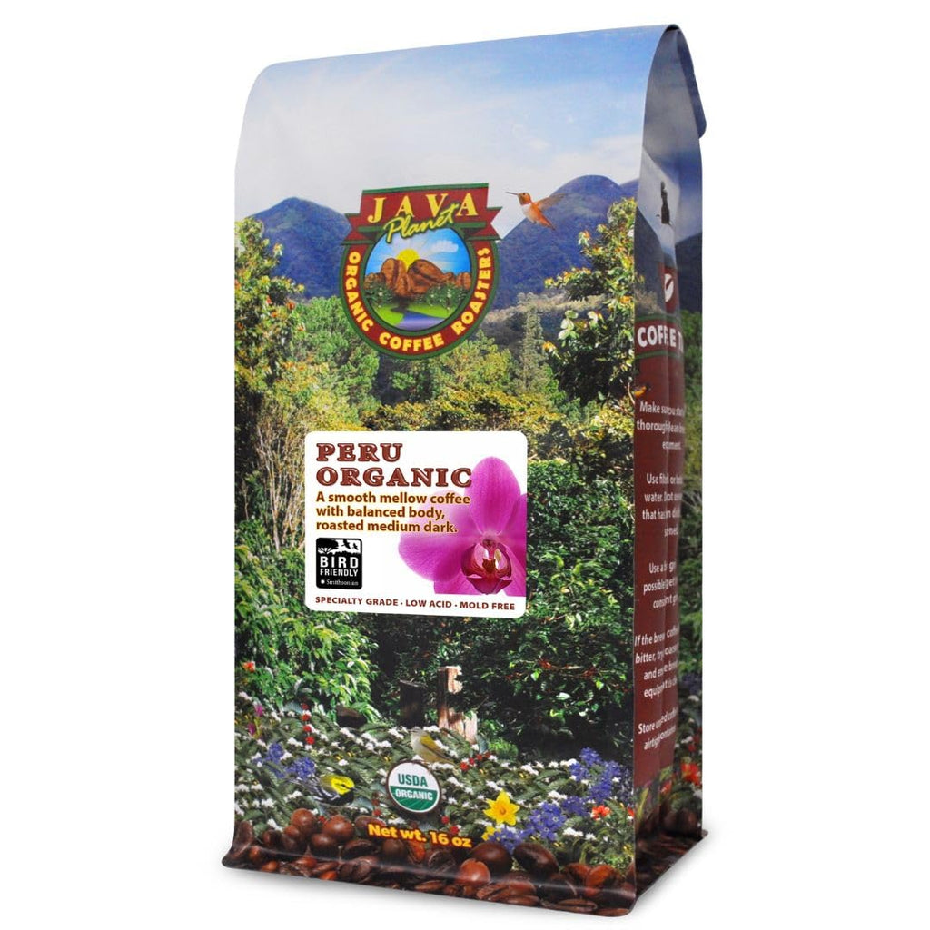 Java Planet Low Acid Organic Coffee, Peruvian, Medium Dark Roast, 16 oz