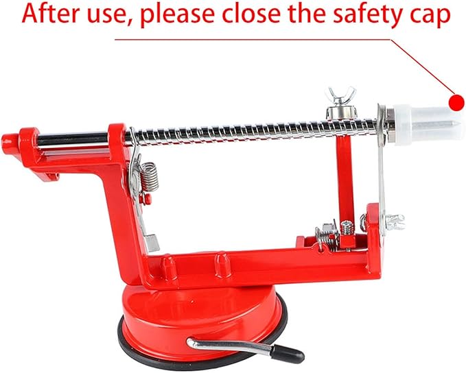 Apple Peeler Corer, Apple Peeler, 3 in 1 Peel Slice Remove Core, with Suction Base Suitable for Apples, Pears, Potatoes, Carrots (Red)
