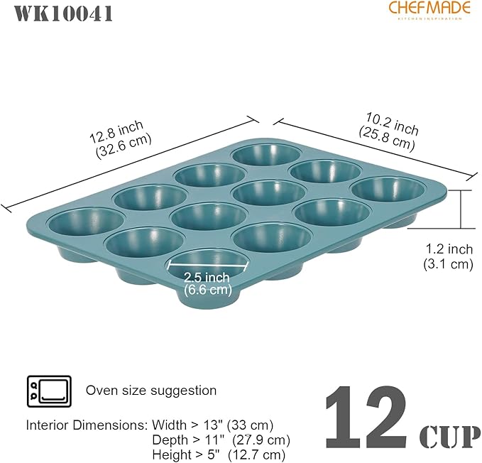 CHEFMADE Muffin Pan, 12-Cups Nonstick Cupcake Baking Tray for Cakes