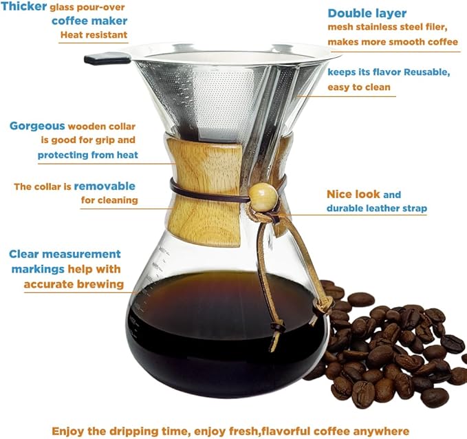 subjectthree Camping Pour Over Coffee Maker Kit 8 Cup (28 Ounce)