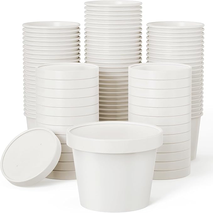 JOLLY PARTY 50pack 12oz Paper Soup Containers with Lids Disposable Food Cup