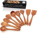 Forestroot 9-Piece Wooden Cooking Utensil Set – Premium Wood Kitchenware for Nonstick Cookware, Heat-Resistant & Durable Wooden Spoons and Spatulas – Eco-Friendly Kitchen Tools for Stirring & Serving